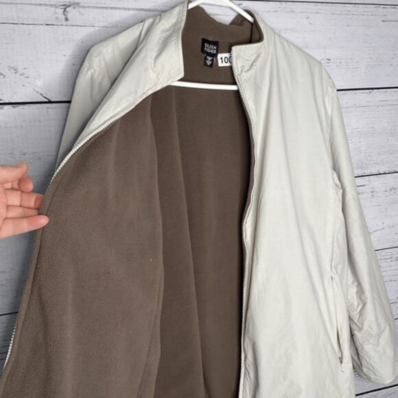 Eileen Fisher Full Zip Fleece Lined Jacket Women Size M Light Beige Soft Neutral - Picture 7 of 11
